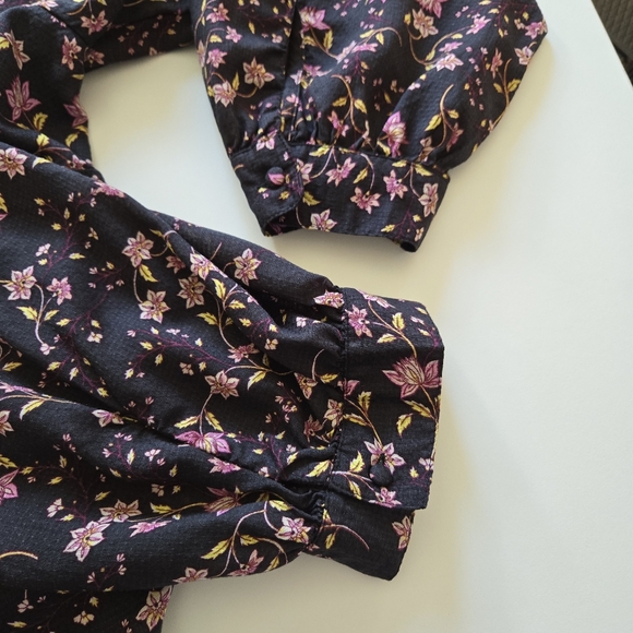 Jessica Simpson Blouse Size 3x Dark Floral Popover Black Pink Whimsigoth Fairy - Picture 10 of 12